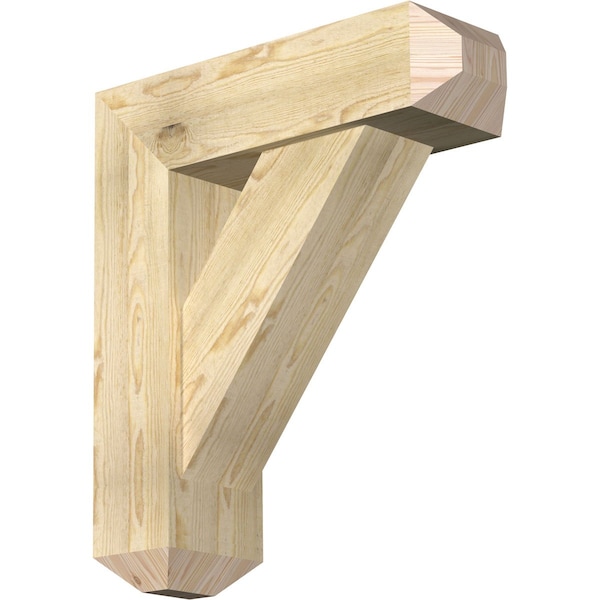 Ekena Millwork Traditional Craftsman Rough Sawn Bracket w/ Offset Brace, Douglas Fir, 8"W x 26"D x 30"H BKT0806X26X30TRA04RDF - main